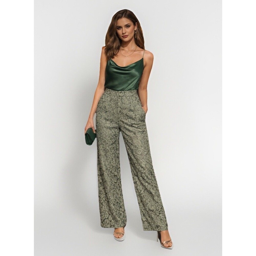 Rapsodia  Women's Lined Green Lace Trousers sz Small  ECU boho fairycore
